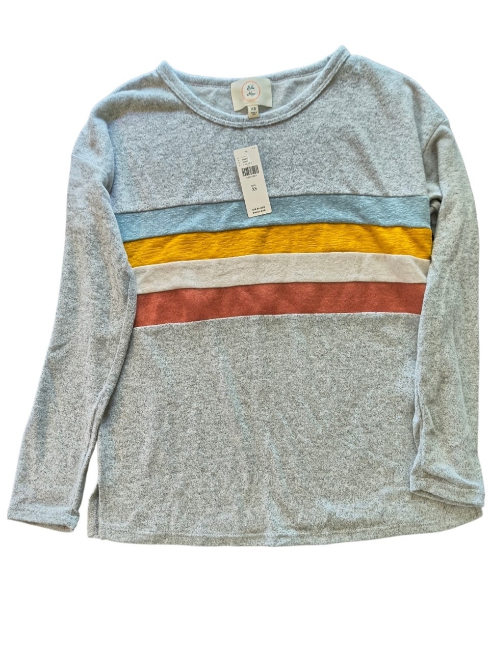 NWT - Anthropologie Ella Mara Striped Gray Soft Knit Sweater